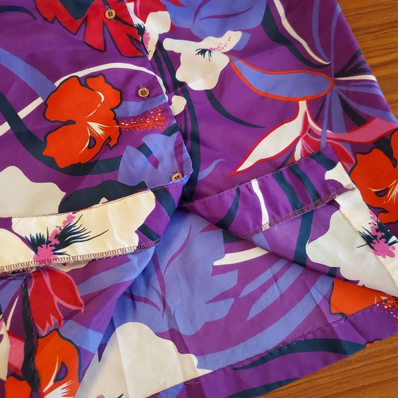 Womens vintage Tropical Hawaiian style 80s purple red blouse medium - Picture 4 of 6